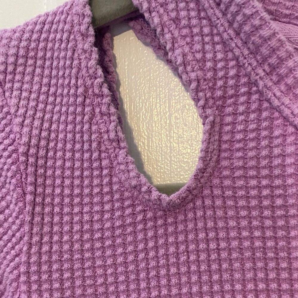 Purple Long Sleeve Waffle Knit Top - Picture 4 of 5